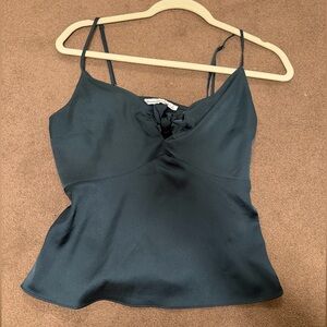 Pine green satin top